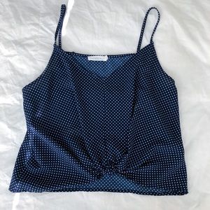 Women’s Cropped Blue Small PolkaDot Blouse